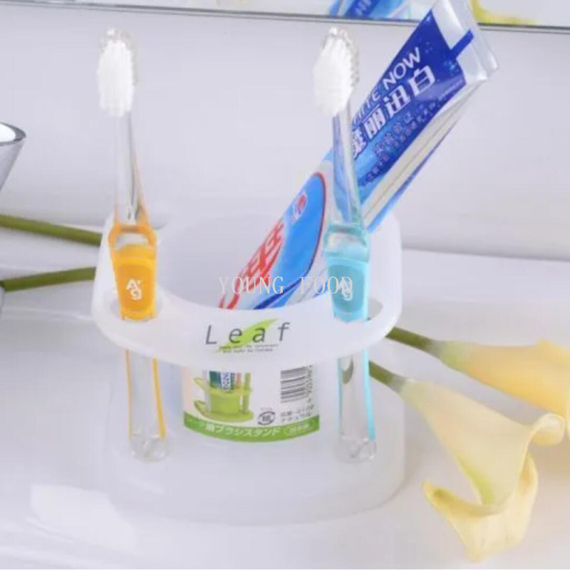 包邮！INOMATA日本进口牙刷架牙膏架卫浴收纳架 5孔牙刷座 绿色细节图