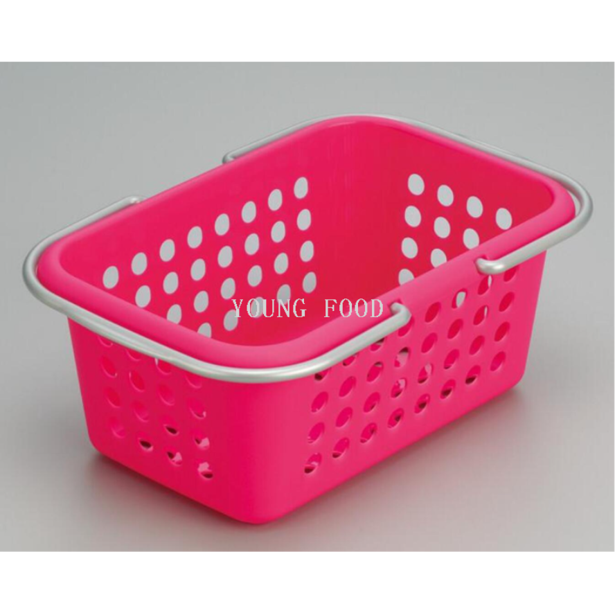 包邮！日本进口 INOMATA 洗浴用品篮不透明 绿色 小篮子手提蓝白底实物图