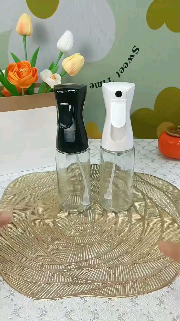 Household glass spray bottle, press-type spray oil pot, kitchen spray oil pot, stainless steel spray bottle, atomized spray oil pot, oil pot seasoning glass oil pot, oil pot seasoning bottle can, kitchen glass bottle Specification drawing