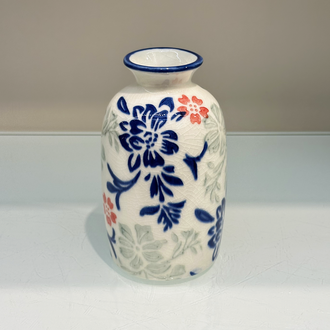 新款高级感复古中式青花瓷陶瓷蓝色小花花瓶工艺品客厅电视柜摆件餐厅玄关桌面干鲜花装饰摆件