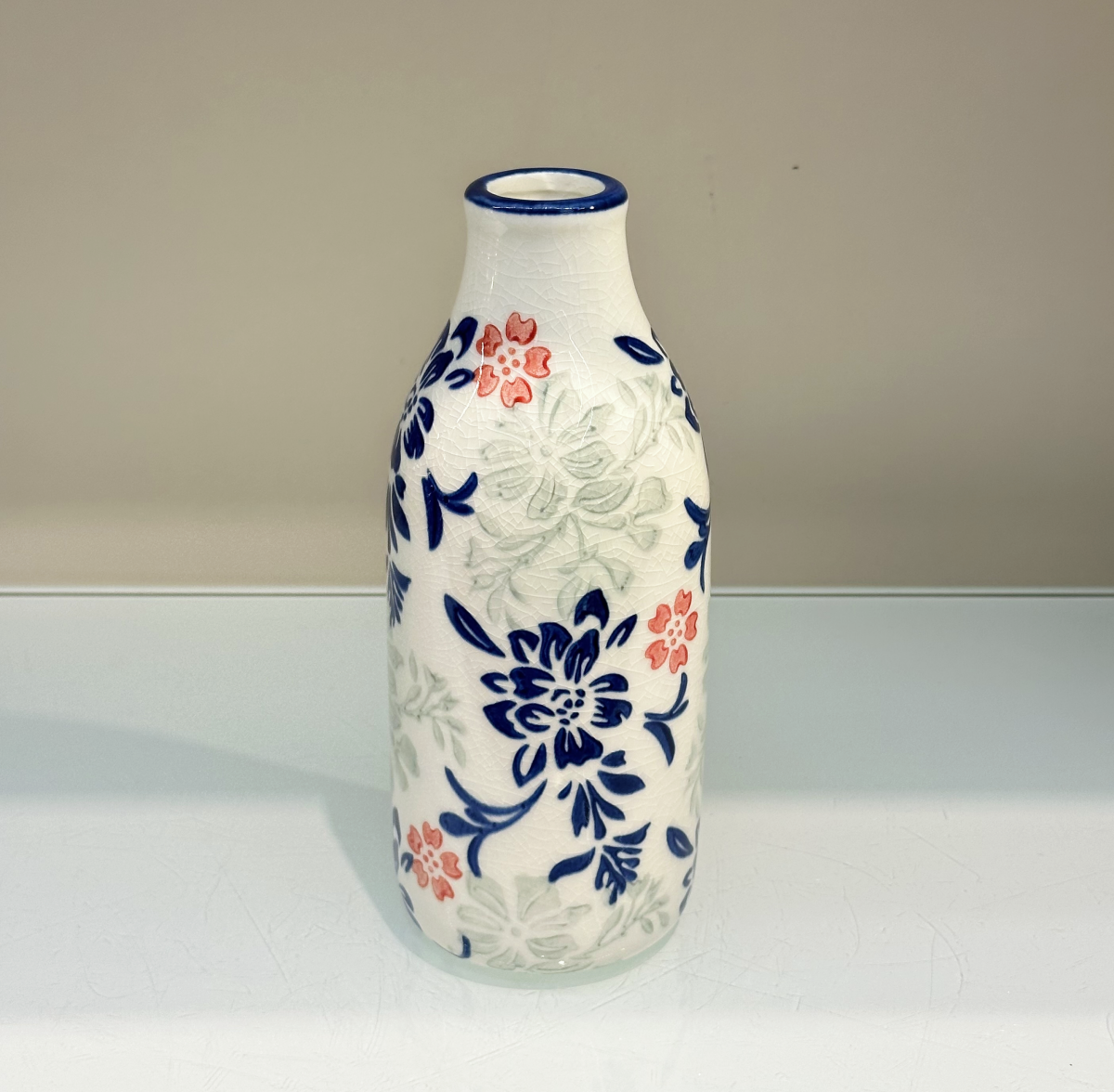 New high-end retro Chinese blue and white porcelain ceramic small vase handicrafts, living room TV cabinet ornaments, dining room entrance table dried flower decorative ornaments Specification image