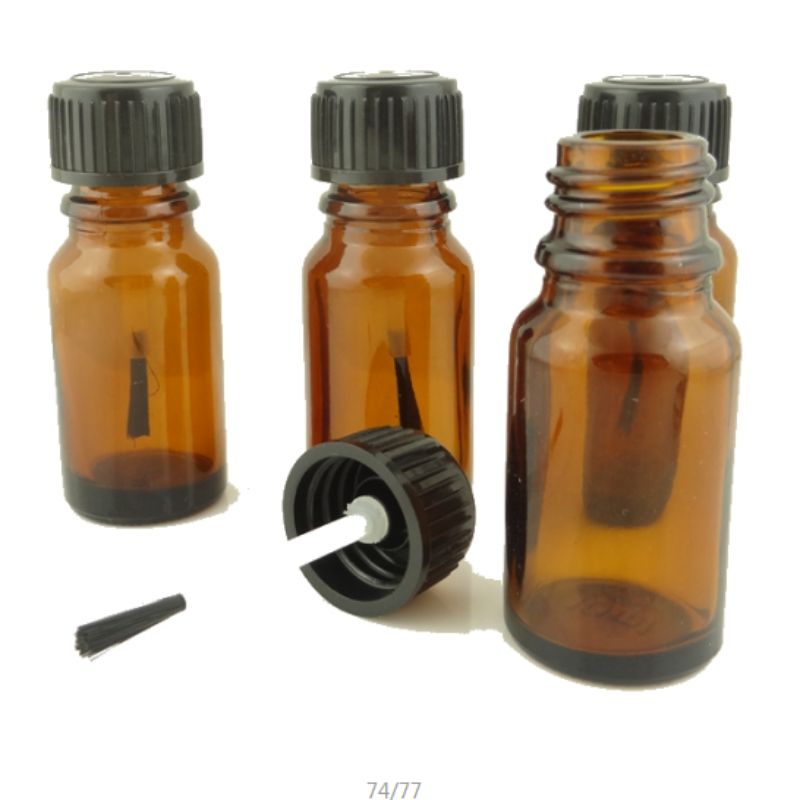 10ML精油瓶棕色玻璃瓶配塑料盖和毛刷DM-046 01