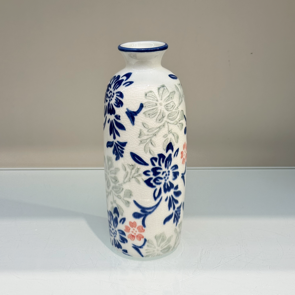 New high-end retro Chinese blue and white porcelain ceramic small-mouthed vase handicrafts, living room TV cabinet ornaments, dining room entrance table dried flower decorative ornaments Specification image
