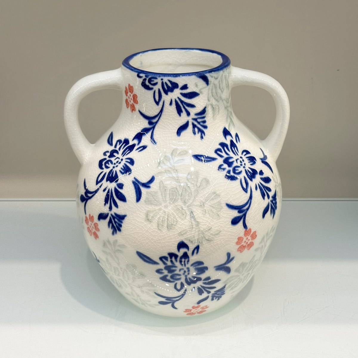 New high-end retro Chinese traditional blue and white porcelain ceramic vase handicrafts, living room TV cabinet ornaments, dining room entrance table dried flower decorative ornaments Specification image