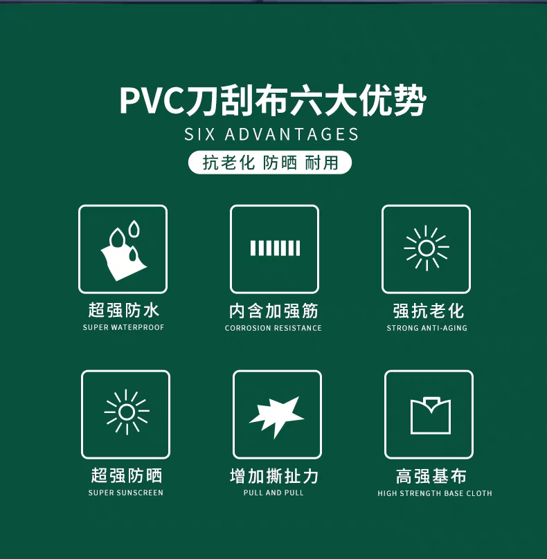 Pvc刀刮布加厚篷布防雨防水防晒油布帆布户外遮阳遮雨棚布帐蓬布货车工厂直销尺寸支持定制，克重支持定制！详情图2