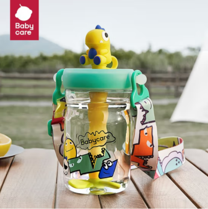 包邮！婴童用品babycare 霸王龙托比吸管水杯水壶500-ml安波绿