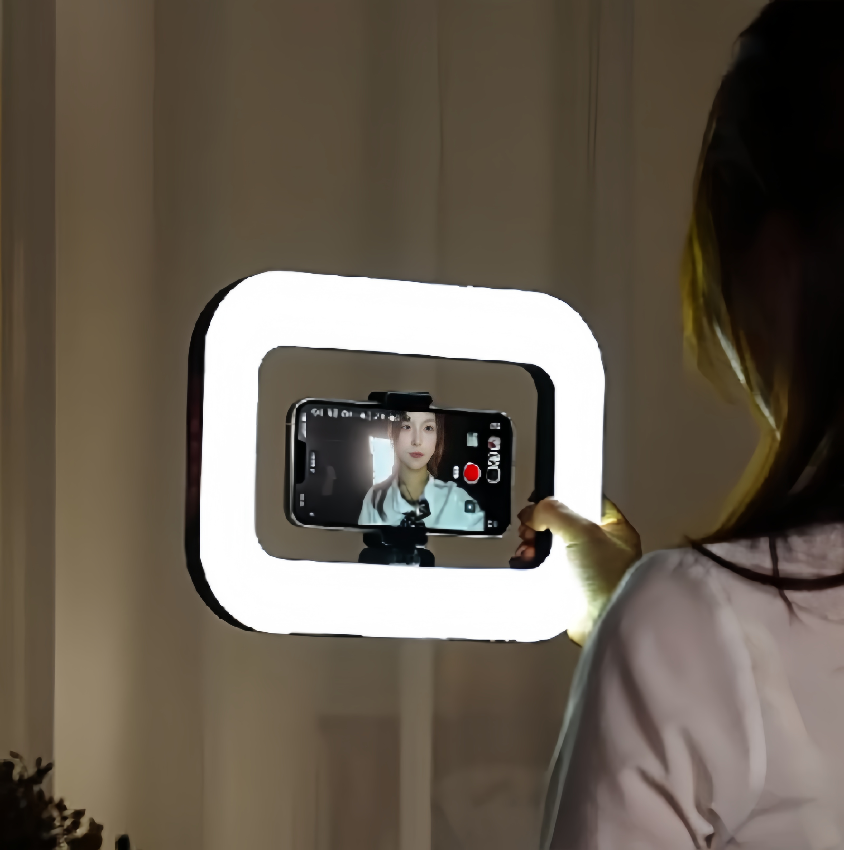 Handheld circular fill light, outdoor photography lighting light, LED high-brightness live streaming beauty light, portable desktop circular light Specification image