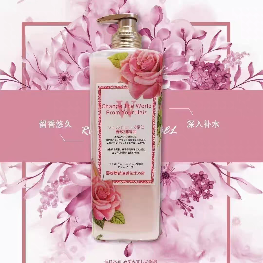 Wild Rose Camellia and Peony Essential Oil Scented Body Wash for Cleansing, Moisturizing, Hydrating and Skin Care Family Set 1L pic 3