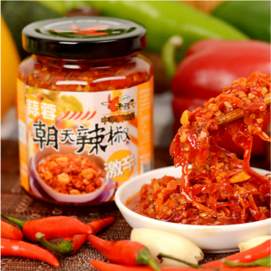 包邮 中国台湾进口老骡子蒜蓉朝天辣椒拌饭酱剁椒下饭菜 240g