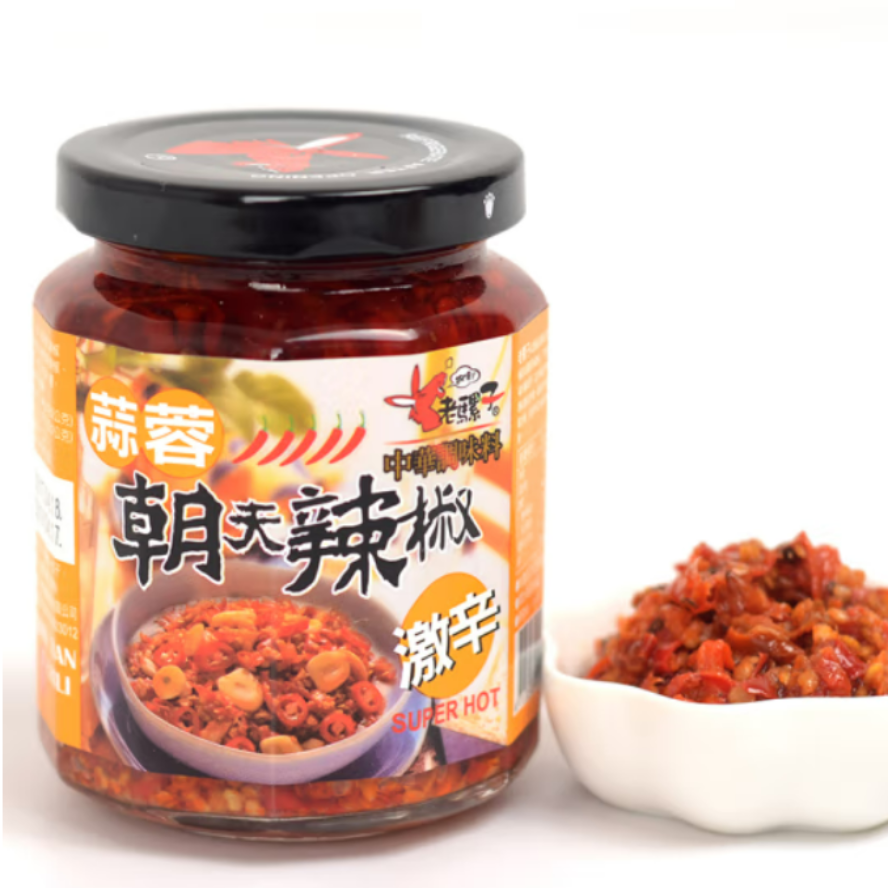 包邮 中国台湾进口老骡子蒜蓉朝天辣椒拌饭酱剁椒下饭菜 240g产品图