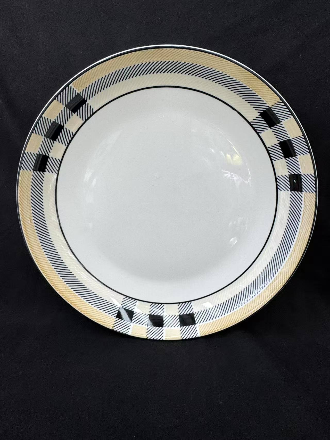 10英寸水果盘边花现代纹陶瓷盘