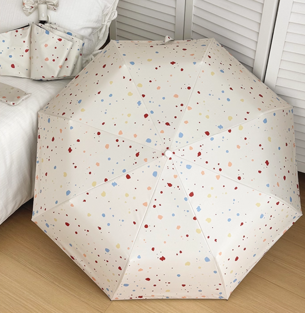 奶油系泼墨雨伞女晴雨两用太阳伞防晒防紫外线遮阳伞折叠伞