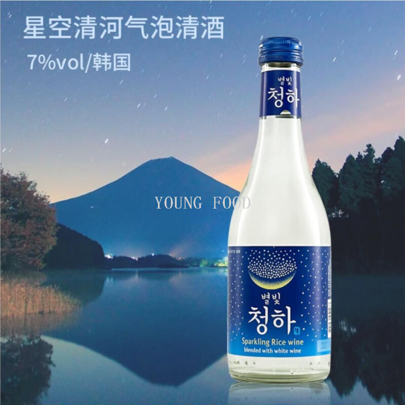Free shipping! Cheongha Korean original imported sake, soju, low-temperature fermentation process Starry Sky Sparkling Sake 295ml Item Picture