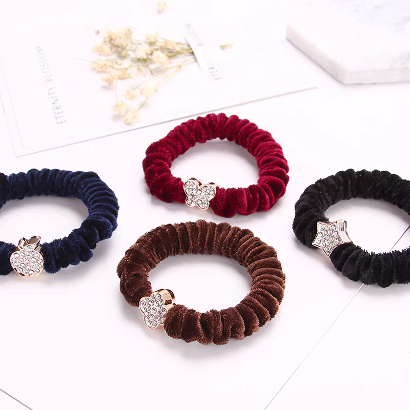 Korean hair accessories, Korean diamond-encrusted velvet hair bands, Japanese and Korean hair bands, Korean version hair ties, ponytail hair bands, hair bands and headwear details Picture