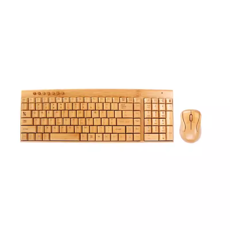 【 Yiwu Jiehao Bamboo and Wood Products 】【2025 New Style 】【 Bestseller 】 Wireless Bamboo Mouse Button Set details Picture