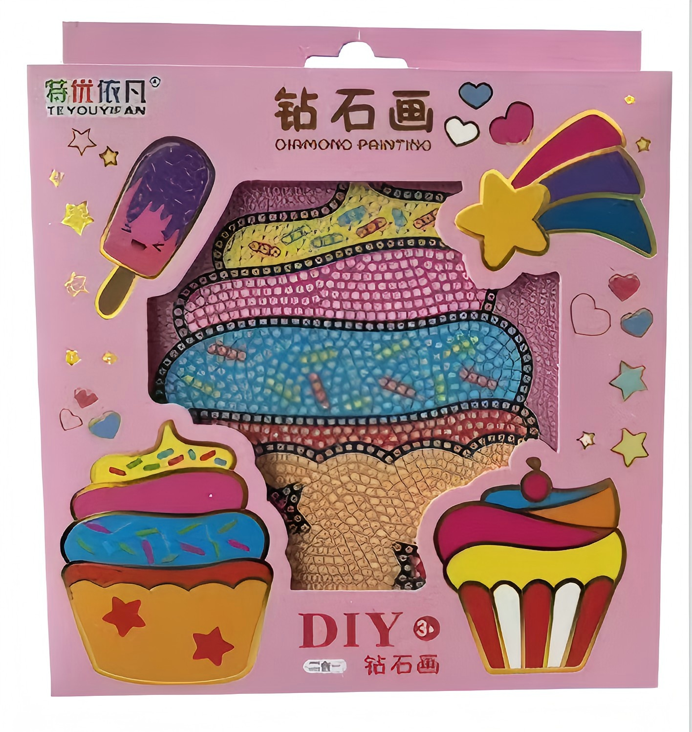 DIY cartoon pattern diamond painting, 18X18 size sticker art pic 1