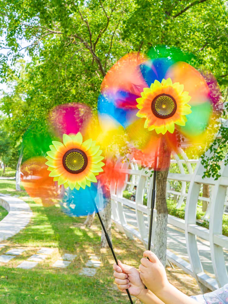 Colorful windmills, single and double layers, children's sunflowers, shining school, dancing, sports meeting, small props, outdoor street vending detail image 4