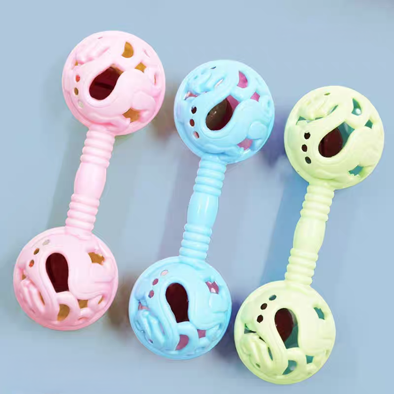 Baby hand-cranked bell soothing hand-grasping double-headed hand-cranked bell toy, baby intelligence grasping early education intelligence hand-cranked bell detail image 7