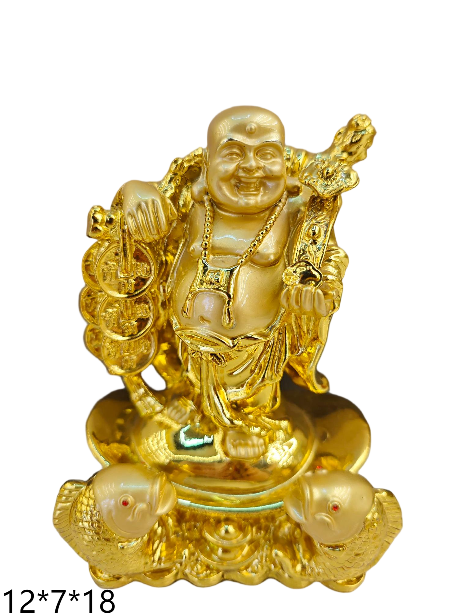 厂家直销工艺品双鱼元宝弥勒佛笑佛佛像树脂工艺品摆件