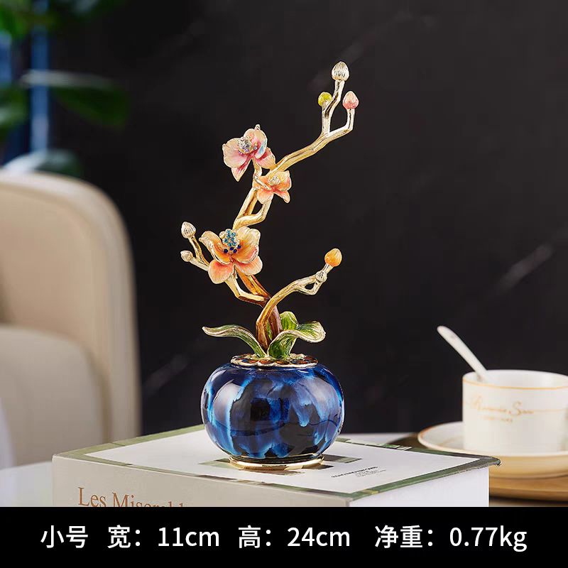 信意工艺珐琅彩花艺摆件轻奢高档客厅电视柜玄关高级感装饰品乔迁新居礼物产品图