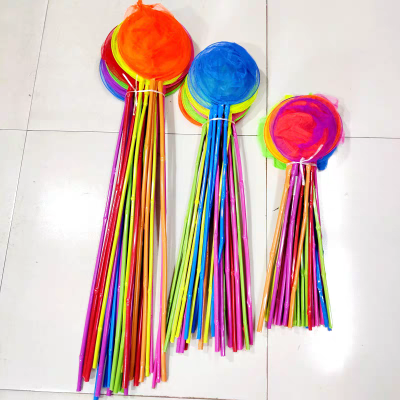 竹子抄网捞鱼网昆虫网捕蝴蝶蜻蜓金鱼渔网竹竿网捞虾儿童玩具鱼网