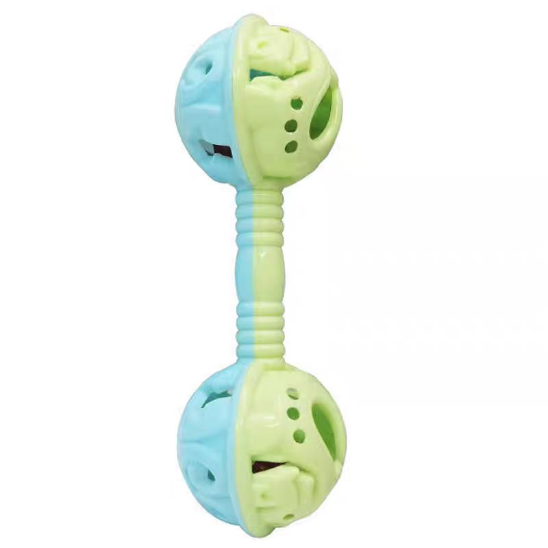 Baby hand-cranked bell soothing hand-grasping double-headed hand-cranked bell toy, baby intelligence grasping early education intelligence hand-cranked bell detail image 3