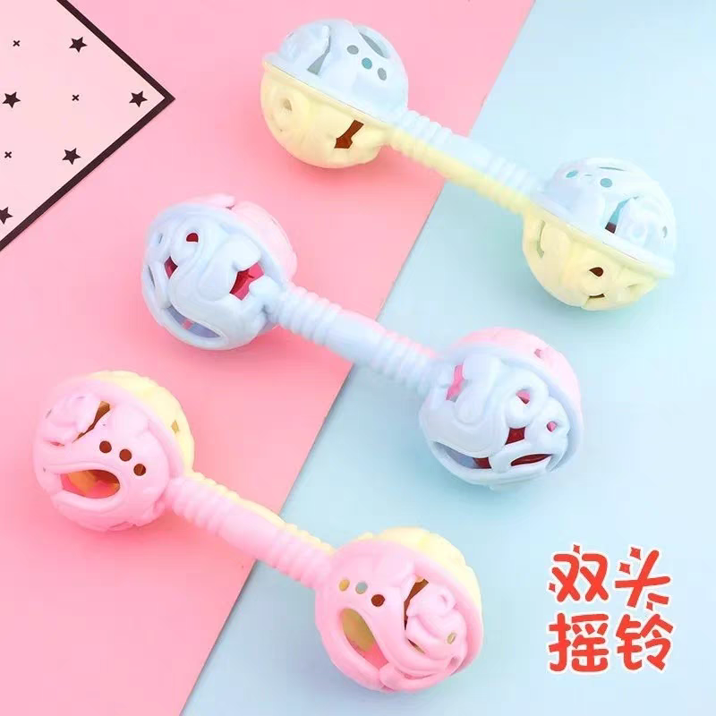 Baby hand-cranked bell soothing hand-grasping double-headed hand-cranked bell toy, baby intelligence grasping early education intelligence hand-cranked bell detail image 8