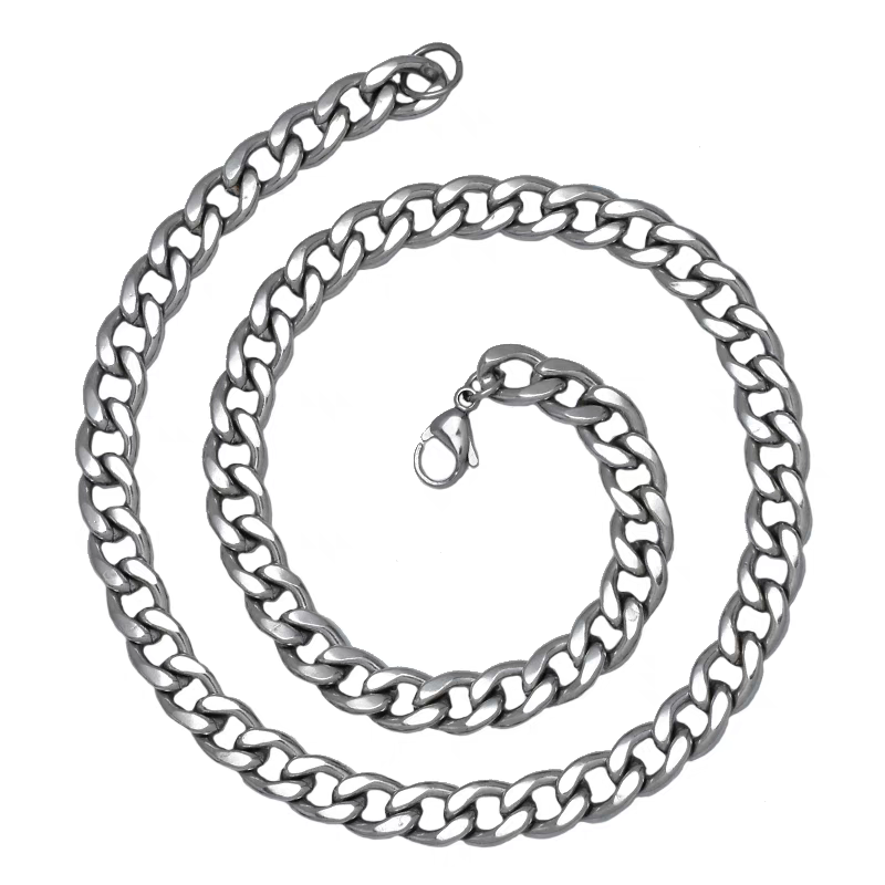 男士项链太钢项链古巴链项链不锈钢项链18k金饰品白底实物图