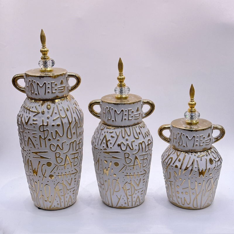 New high-end retro Chinese ceramic vase handicrafts, living room TV cabinet ornaments, dining room entrance table, dried fresh flower decorative ornaments, flower arrangements, light luxury decorative ornaments, flower art, living room dining table ornaments, realistic flower arrangement pottery details Picture