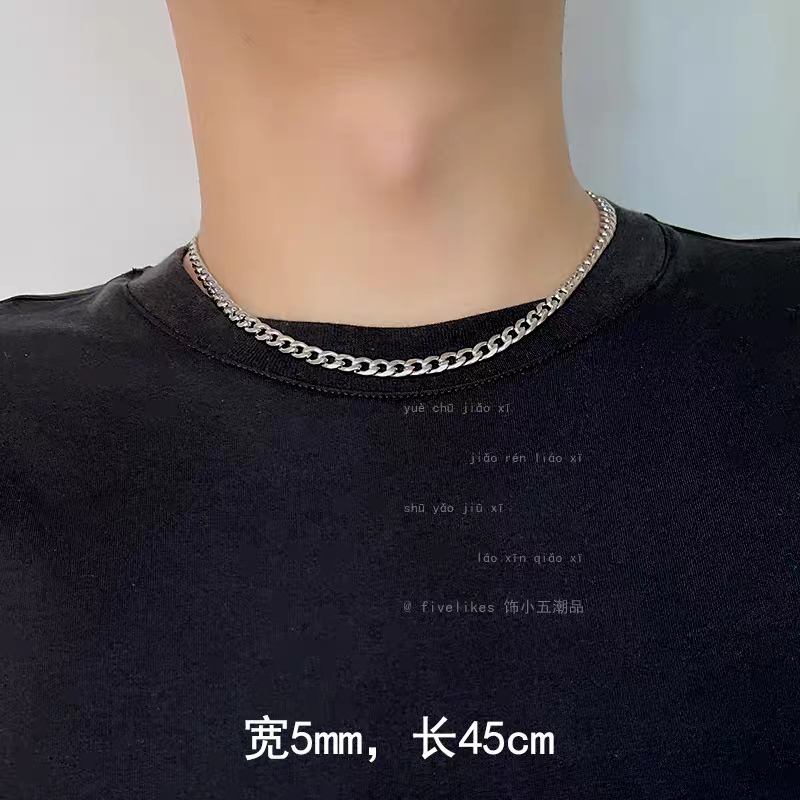 男士项链太钢项链古巴链项链不锈钢项链18k金饰品详情图2