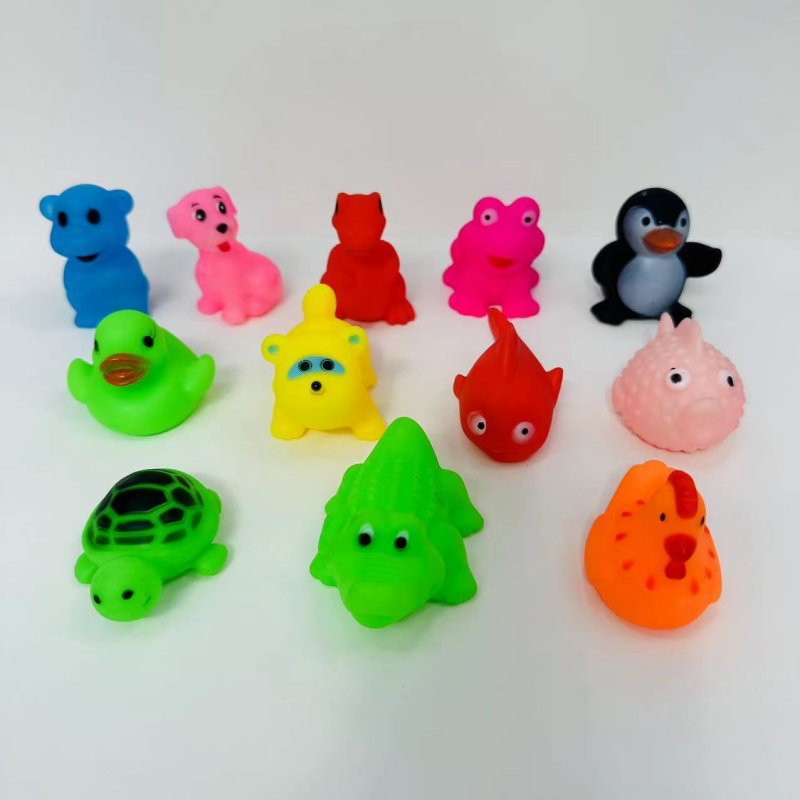 儿童卡通洗澡搪胶玩具宝宝黄小鸭戏水发声动物套装批发