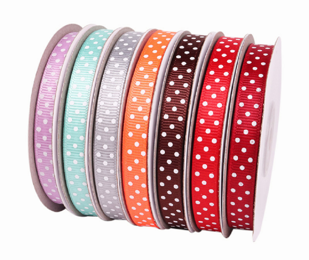 Cake edge polka dot ribbon, flower gift packaging ribbon, polyester satin ribbon, wedding ribbon, woven ribbon