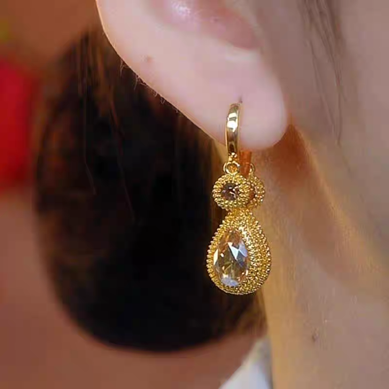 银耳环9999纯银针女2025新款金色榴莲吊坠耳环小众设计百搭气正品108