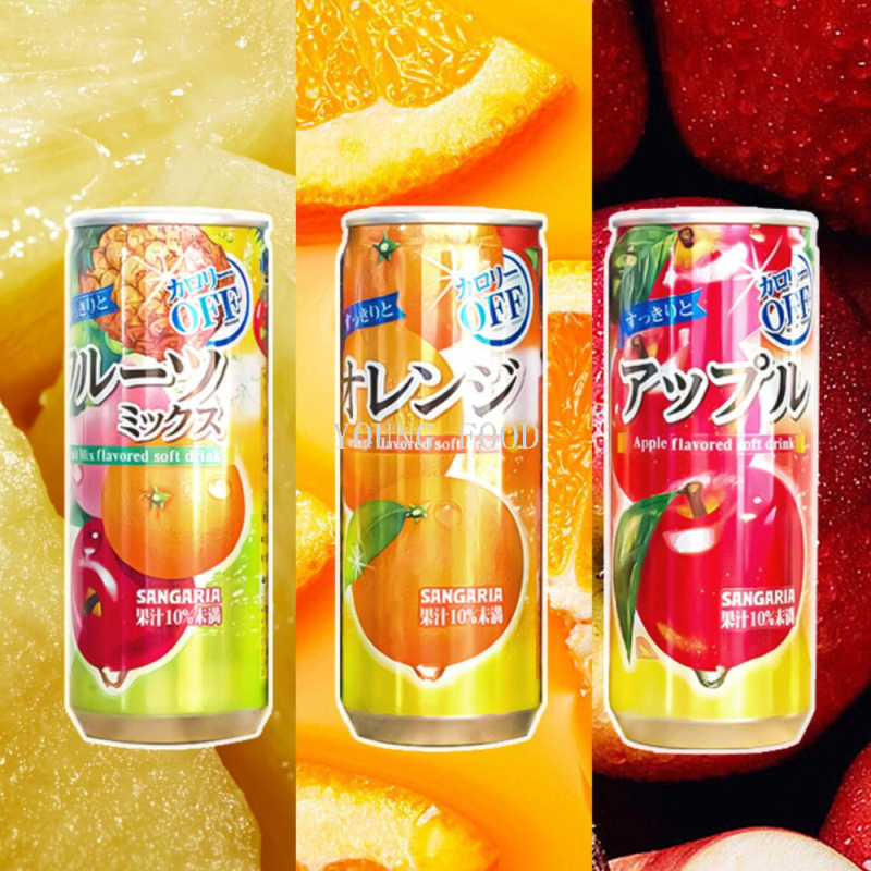 批发包邮日本原装进口果汁休闲食品零食饮品SANGARIA橙味饮料240g