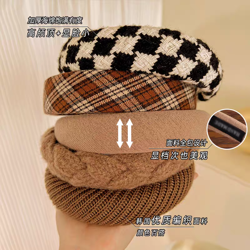 Hair band for children, children's crown, Maillard hair band for women, versatile, high head band for pressing hair, 2025 new style, elegant twist hair clip, hair tie, headwear details Picture