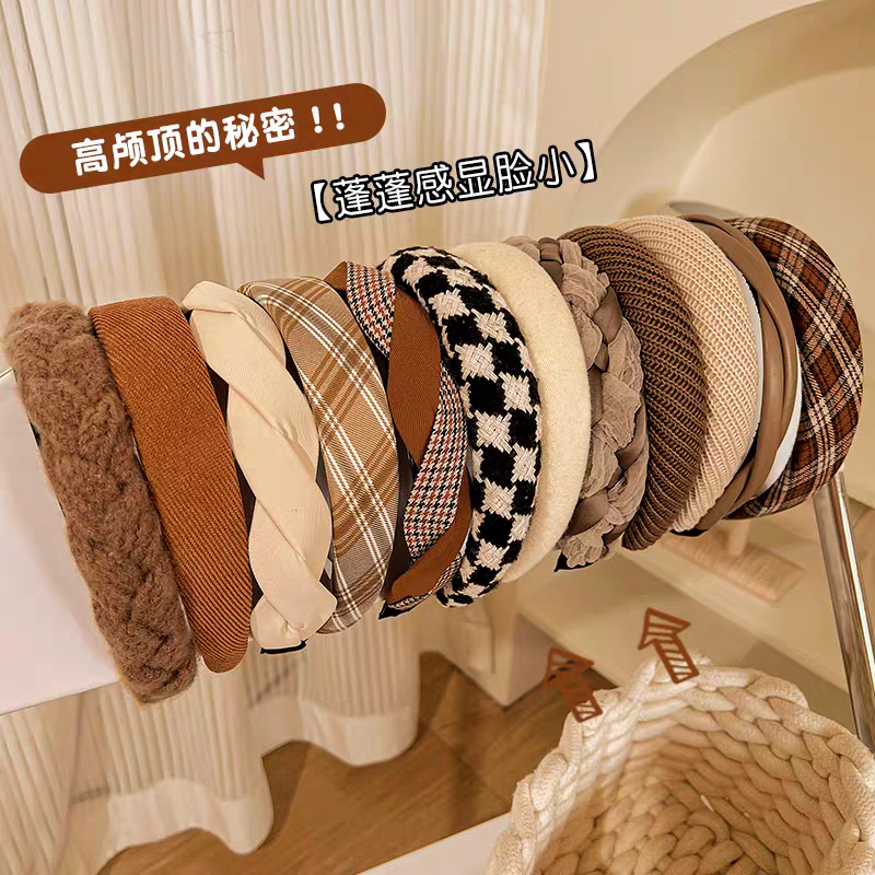 Hair band for children, children's crown, Maillard hair band for women, versatile, high head band for pressing hair, 2025 new style, elegant twist hair clip, hair tie, headwear