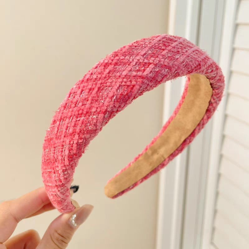 Pink sponge wide-brimmed hairband for women, 2025 new high-end pressure-sensitive hair band, height-increasing top of the head hair bundle, face-washing hairpin detail image 7