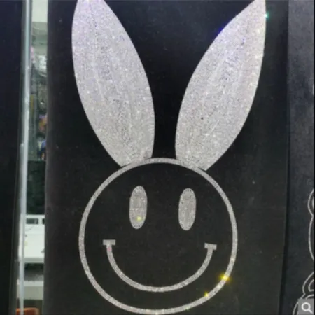Long-eared rabbit hot stamping clothing accessories Hot stamping diamond hot stamping clothing accessories
