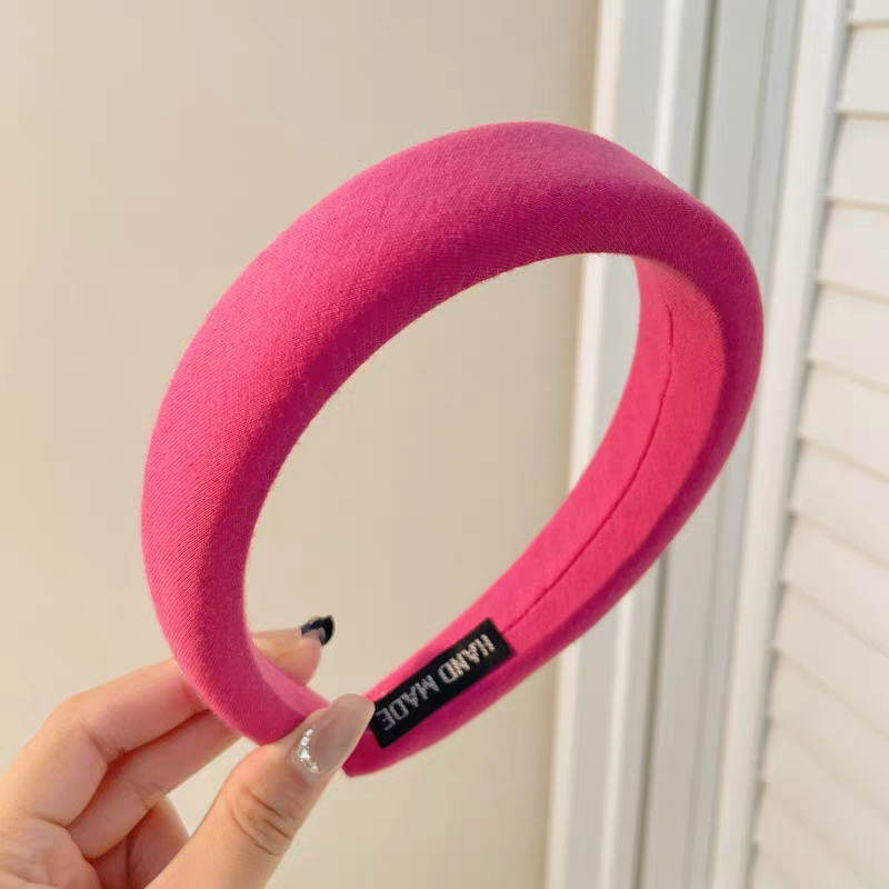 Pink sponge wide-brimmed hairband for women, 2025 new high-end pressure-sensitive hair band, height-increasing top of the head hair bundle, face-washing hairpin detail image 2