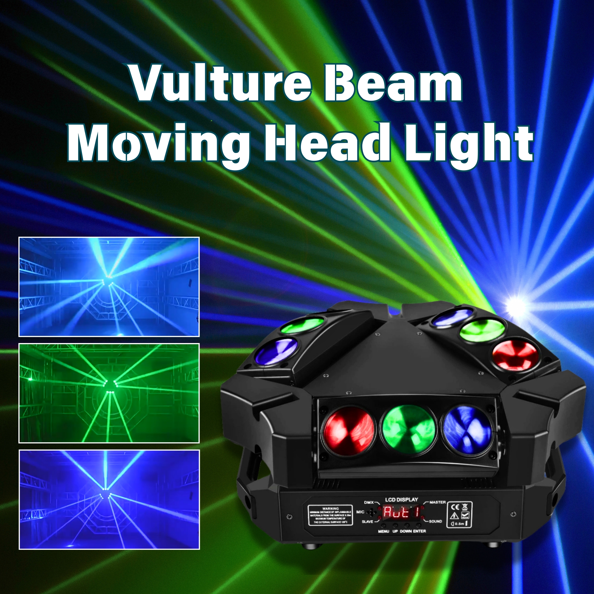 The 2025 New Stage Nine-Head Light Beam, Oscillating Stage Light, Ktv, Bar, Disco Atmosphere, Stroboscopic Effect Laser Light, Large-Scale Wedding Event And Party Event Effect Light