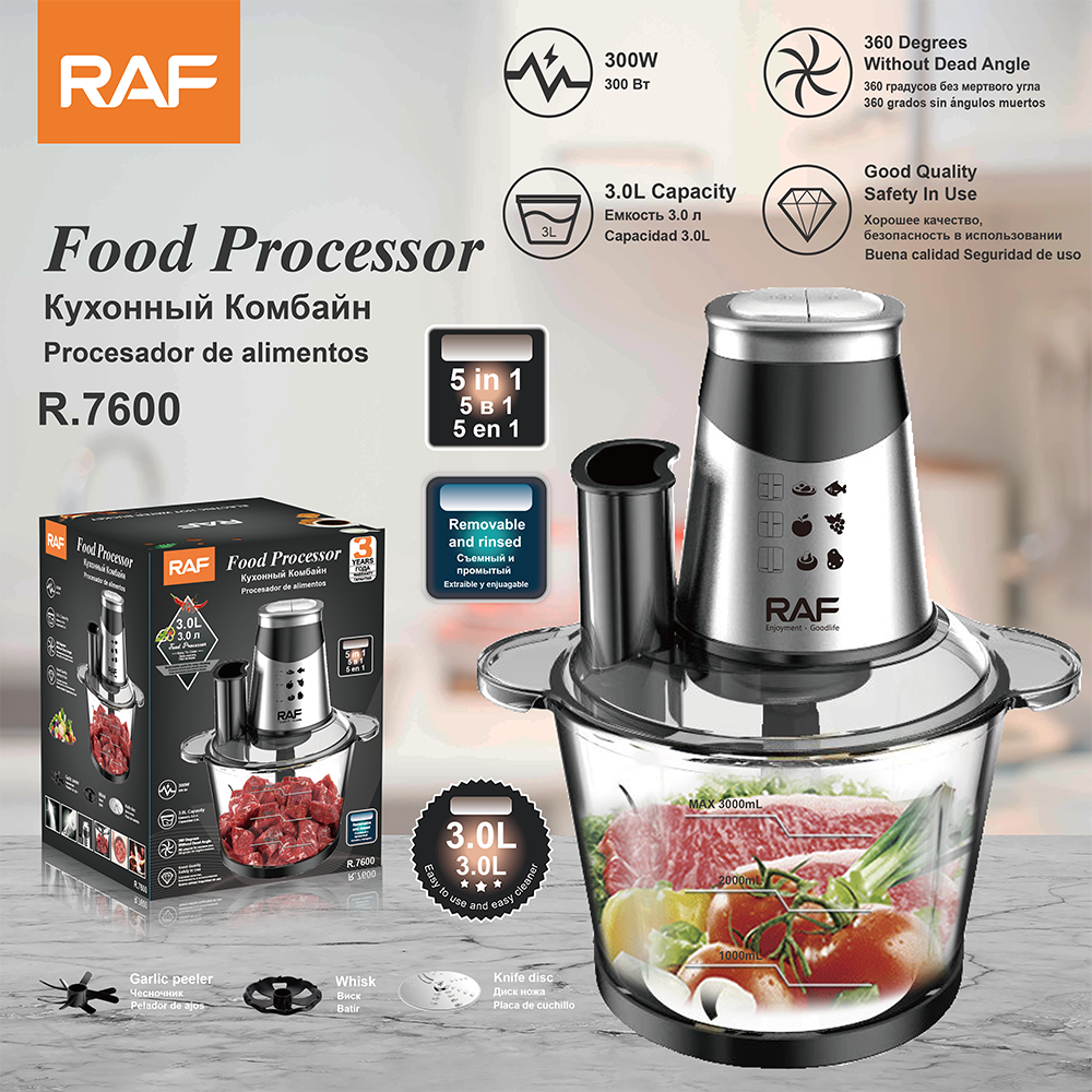 RAF European standard meat grinder with stick, household 3L garlic peeler, flour processor, baby complementary food machine, egg beater full figure