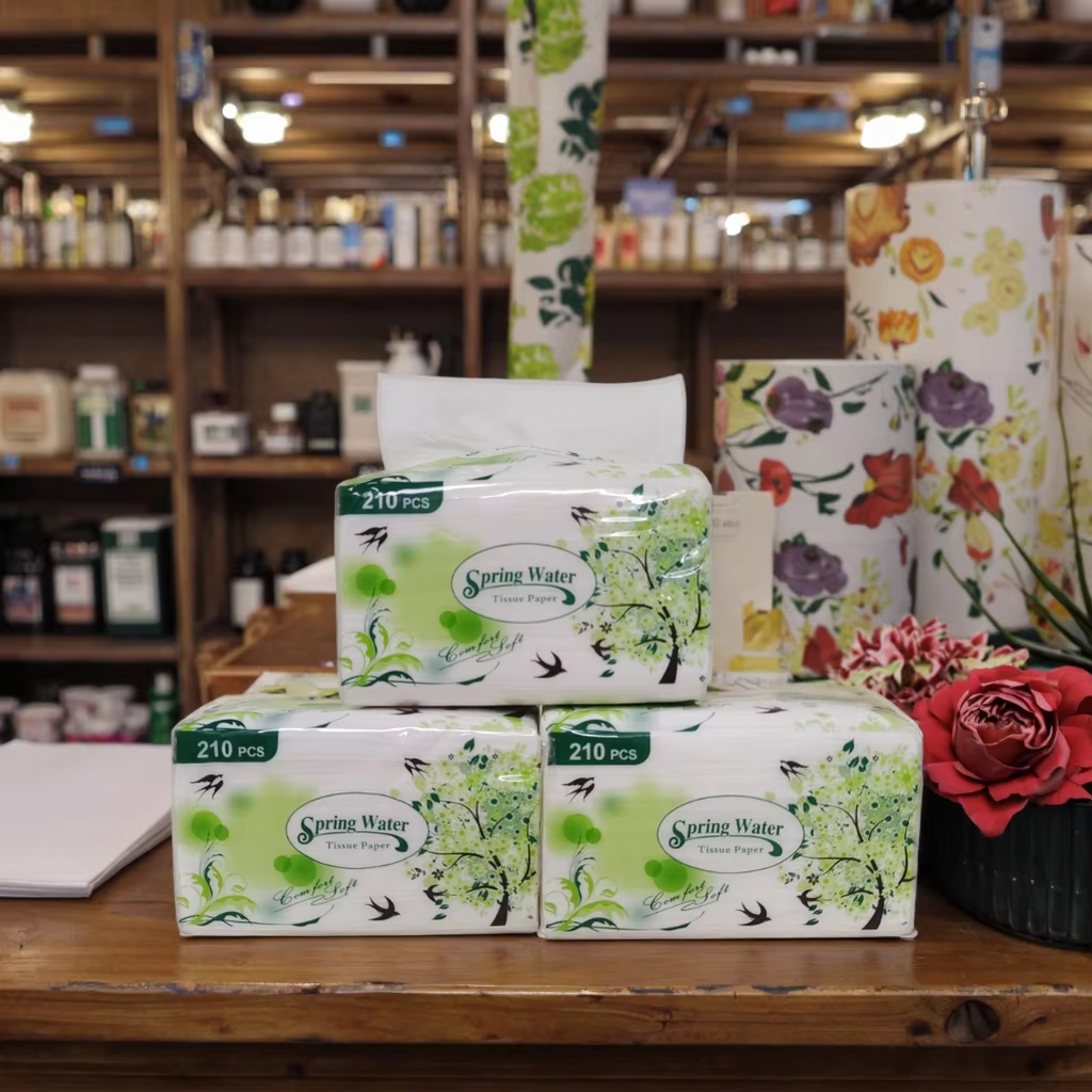 Factory wholesale export tissues, household packaging facial tissues, wettable toilet paper, napkins, household sets, bedroom and dining room paper, facial tissues Specification image