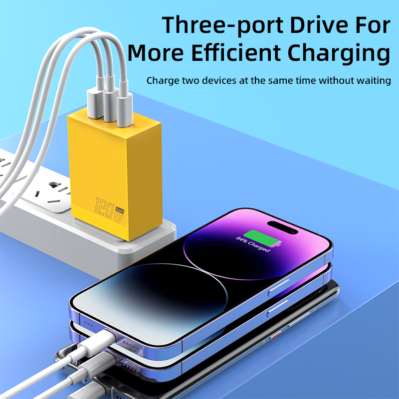 SUOGE mobile phone and tablet fast charging charger set, multi-functional charging head, charging cable combination, fast charging equipment, 120W charger, fast charging head Specification image