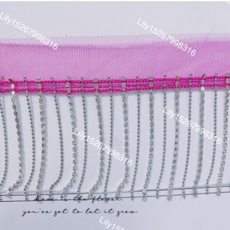 Handmade diy beaded chain with lace trim for clothing, 3cm black