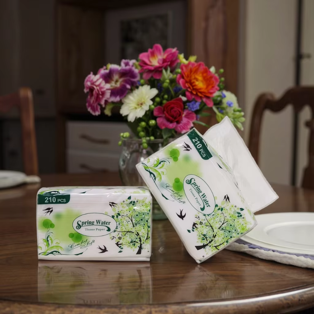 Factory wholesale export tissues, household packaging facial tissues, wettable toilet paper, napkins, household sets, bedroom and dining room paper, facial tissues details Picture