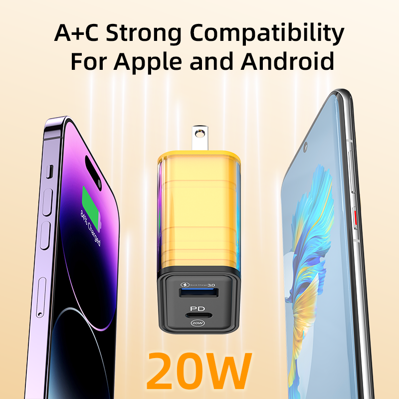 SUOGE charging head charger, digital charger, fast charging, multi-functional portable charger, compatible with Apple and Android mobile phones, tablet charger accessories, 20W charger Application Scenario