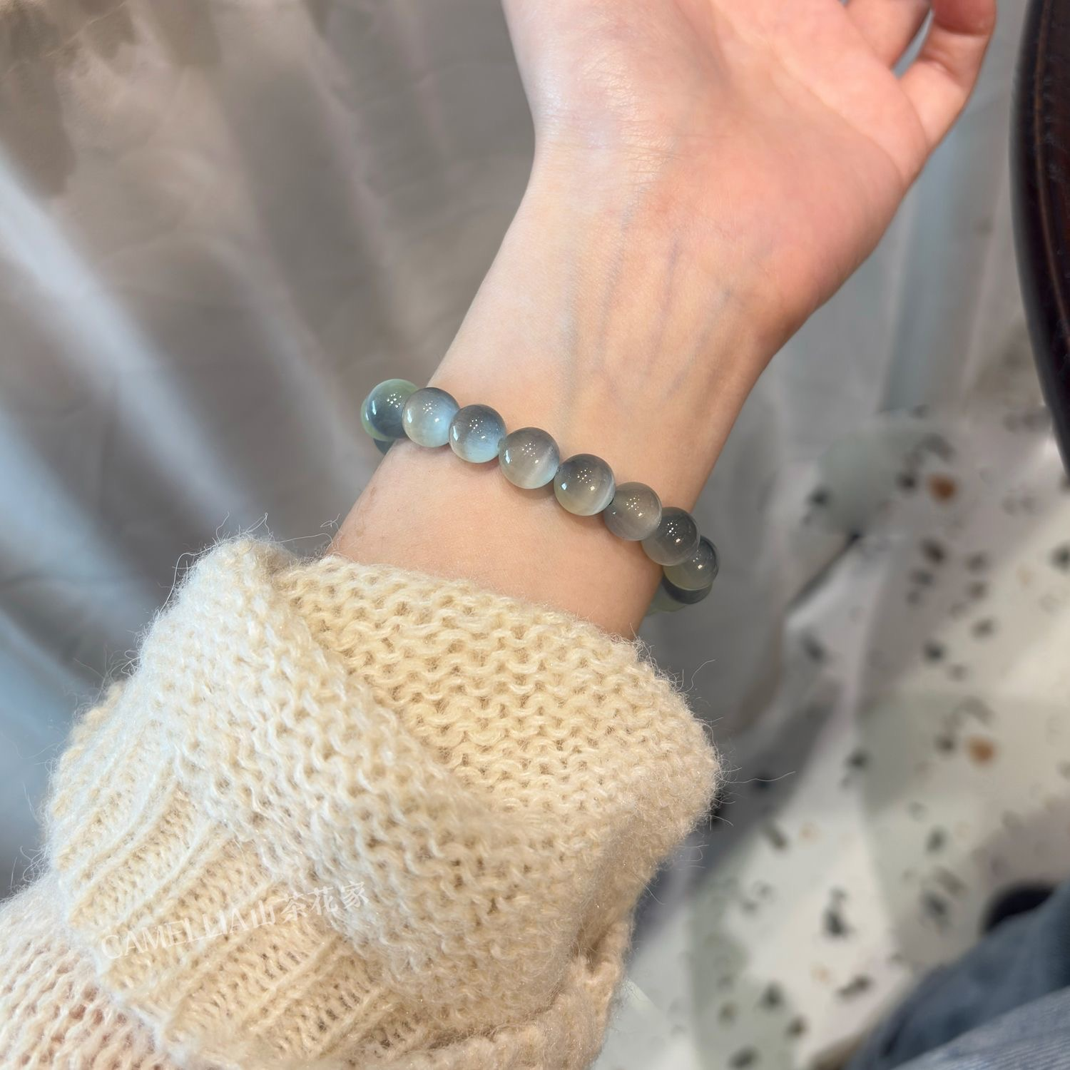 新中式冰透猫眼石手串小众设计高级感气质叠戴手链复古清冷感手饰