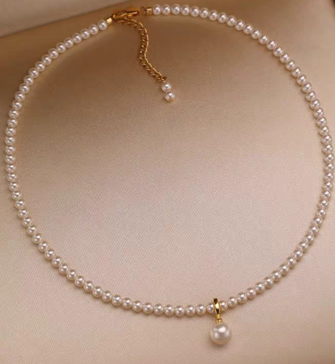 细小米珠珍珠项链女款2025新款爆款锁骨链女珍珠颈链轻奢小众