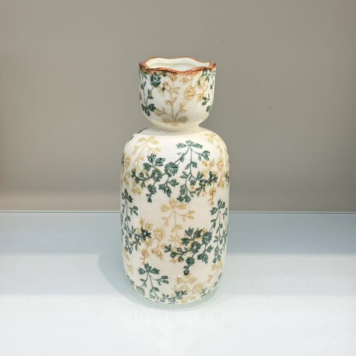 New high-end retro Chinese blue and white porcelain ceramic vase handicrafts, living room TV cabinet display items, dining room entrance table, dried flower decorative display items, light luxury decorative display items, flower art living room dining table display items details Picture