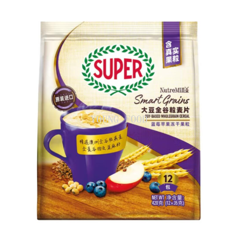 Super超级马来西亚进口3合1红稻米燕麦麦片即食谷物营养早餐食品产品图